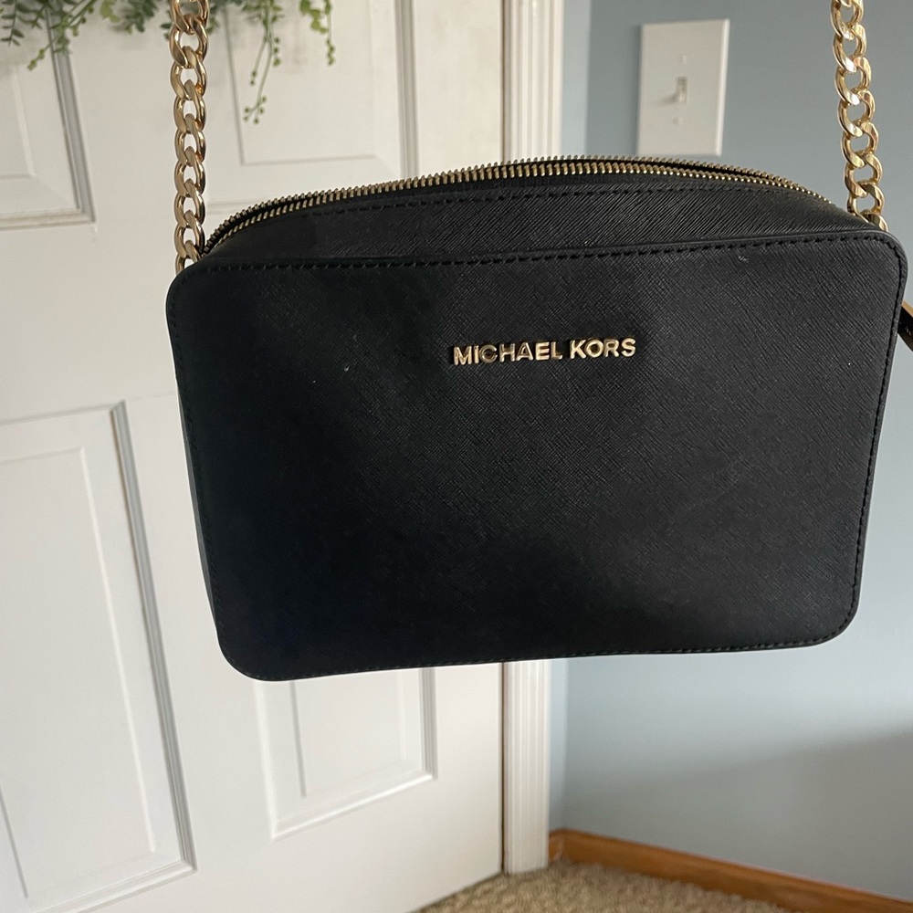 Michael Kors black purse with long handle